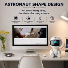 Astronaut Starry Sky Projector, Galaxy Night Lamp For Bedroom Star Projector With Remote Control, Bright Led Lamp Aesthetic Nebula Ambient Lighting For Gaming Room, Home Theater, Ceiling, Party Decor And Christmas Gift - White Astronauts Hug Stars - View 8