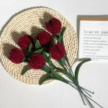 1/2/3/4/5/6/7/8件成品管毛絨鬱金香花束，可愛毛絨仿真花，無花粉免維護，永久保存，適合居家辦公室裝飾，送給女友、好朋友的節日禮物，多色可選 - 彩色 - 查看 32
