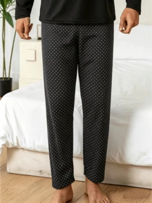1 Peça Calça Longa Masculina para Casa, Calça de Pijama com Estampa Geométrica, Calça Casual para Descanso, Adequada para Uso Diário em Casa Calça de Pijama Xadrez, Novo Estilo Mais Vendido na Primavera/Verão, Moda Casual Masculina Estilo Britânico, Estilo Minimalista, Melhor Escolha para Presentes Masculinos - Multicolorido - Visão 2