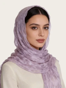 1 buc Eșarfă Hijab din șifon șifonat pentru femei, eșarfă lungă cu textură ondulată super elastică, eșarfă casual din poliester de culoare solidă, eșarfă de vacanță - Eșarfă lungă ondulată multicoloră - Vizualizare 6
