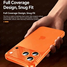 Luxury Camera Lens Tempered Glass Protector For IPhone 17 Pro/17 Pro Max, Metal Frame Full Coverage Rear Lens + AR&AF Protection - Orange - View 9