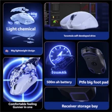 Mouse Bluetooth AULA SC580SE, Mouse Gamer Sem Fio com 3 Modos, 10000 DPI, Mouse Profissional para Esports com Sensor Desenvolvido Própriamente e Design Leve - Ver 4