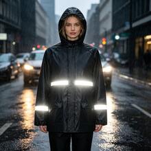 Impermeable separable para adultos, Ropa impermeable para bicicleta eléctrica de Body completo, Conjunto de pantalones impermeables para construcción/pesca, Ropa impermeable gruesa para exteriores - Impermeable dividido - Ver 3
