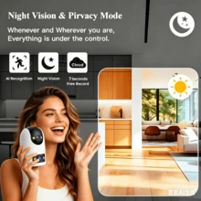 1440P FHD PTZ Wireless IP Camera 5G WiFi Dual Lens Dual Screen Camera Auto Tracking Babysitting Monitor Street Security Camera - Black and White - View 5