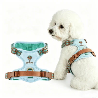 Denim Dog Harness No Pull Embroidered H-Style Pet Vest Reflective Adjustable Soft Padded Anti Escape Breathable For Small Medium Dogs Walking Training Running Outdoor. Close-Range Anti-Pull Control Handle Padded Handle: Soft, Non-Slip Grip For Comfortable Control-No Hand Strain. Close Control: Short Length Prevents Lunging In Crowds Or At Crossings. Easy Lift: Top Handle Lets You Guide Pets Over Obstacles Or Stairs.