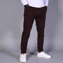 Stretch Gabardine Skinny Pants For Men John Silver - 巧克力棕 - 查看 4