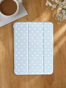 2025 Polka Dot & Minimalist Pattern Tablet Protective Case, Suitable For IPad 7/8/9/10th Gen/Pro 12.9/Pro 11/11th Gen(A16), Galaxy Tab S6 Lite/Galaxy Tab A11+ 2025, Provides Soft Shock-Proof Protection, Supports Smart Stand/Auto Wake/Sleep Function - Baby Blue - View 2