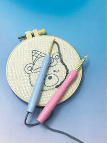 Macaron Color Punch Needle, Pink And Blue Options, Exquisite Gold Needle Tip, Smooth And Sharp, Easy Threading, Smooth Stitching Without Jamming, Suitable For Punch Embroidery Decorative Paintings, Punch Needle Art, Fabric Embroidery, Home Decor DIY, Handmade Soft Furnishings - Do Not Replace the Needle Head - View 3