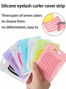 6pcs Silicone Eyelash Curler Pads, Colorful Eyelash Curling Auxiliary Tools, Silicone Boat-Shaped Pads, Reusable Eyelash Perming Pads, Eyelash Perming Tools, Soft Silicone Curling And Perming Compensating Pads, Eyelash Stickers, Makeup Tools, Suitable For Eyelash Perming - Multicolor - View 3