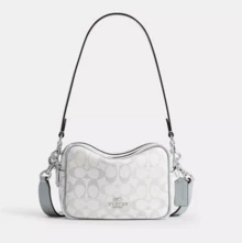 Coach Women's Mini Carey Double Zip Crossbody Bag - 粉筆藍 - 查看 8