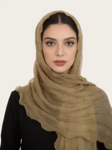 1 buc Eșarfă Hijab din șifon șifonat pentru femei, eșarfă lungă cu textură ondulată super elastică, eșarfă casual din poliester de culoare solidă, eșarfă de vacanță - Eșarfă lungă ondulată multicoloră - Vizualizare 9