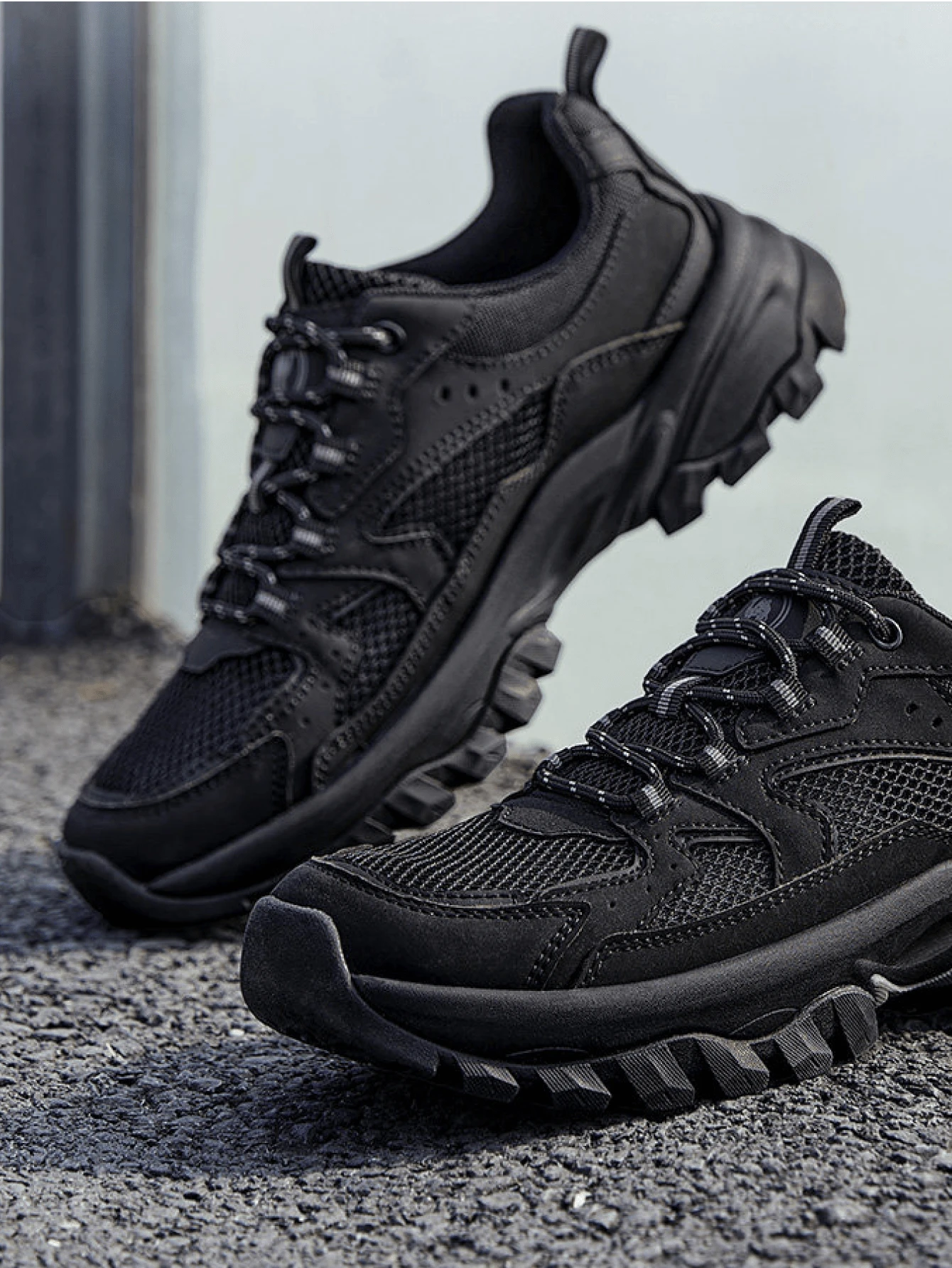 CAMEL CROWN Men's Outdoor Summer Chunky Sneakers Breathable Mesh Shoes Versatile Outdoor Casual Sports Shoes - Black - View 1