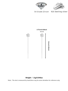 Pendientes de flor de rosa de plata de ley 925, cadena con borlas dulce, elegante de lujo, hipoalergénico, adecuado para el trabajo y la fiesta, caja de regalo - Oro blanco - Ver 8