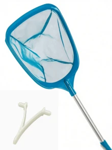 5pcs/Set 25-Inch Detachable Pole Swimming Pool Leaf Skimmer Net, Professional Fine Mesh Rake For Cleaning Pool Surface. Durable Aluminum Alloy Telescopic Pole With Lightweight Plastic Frame. Minimalist Blue Solid Color Outdoor Maintenance Tool, Suitable For Spring And Summer Backyard And Garden Care. - Multicolor - View 12