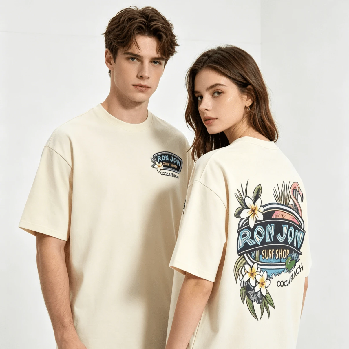 Summer (230 Cotton-Shirt) Men's-Shirt, Surf Shop Graphic - Shirt,Street StyleUnisex Casual-Shirts Summer Clothes - 杏色 - 查看 1
