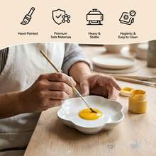 Multi-Piece Set Of Hand-Painted Ceramic Cat Dishes, Fried Egg Shaped Pet Feeding Bowls, Suitable For Multi-Cat And Pet Households, High-Quality Ceramic, Hand-Painted, Unique Design, Easy To Clean And Microwave/Dishwasher , Suitable For Various Cats And Small Dogs - 300ml - View 3