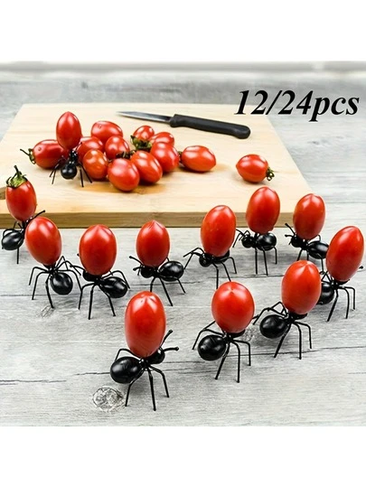 6/12/24pcs Ant Design Fruit Forks, Reusable Ant-Shaped Toothpicks, Shaped Plastic Toothpicks And Fruit Forks, Dessert Picks For Snacks, Cakes, And Party Decorations, For All Festival Party