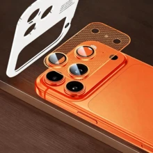 Luxury Camera Lens Tempered Glass Protector For IPhone 17 Pro/17 Pro Max, Metal Frame Full Coverage Rear Lens + AR&AF Protection - Orange - View 11