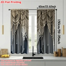 2 piezas Cortinas con estilo de macramé bohemio, impresión plana 2D, resistente a la decoloración, suave y duradera, filtra la luz, de poliéster, lavable, para todas las estaciones, diseño de bolsillo para vara para dormitorio, baño, sala de estar, vestíbulo, oficina, regalo vintage - Multicolor - Ver 13