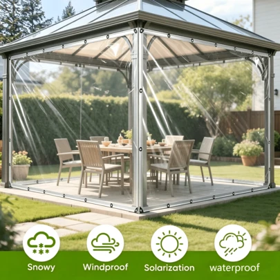 1pc Transparent Waterproof Rain Cover, Rain Cloth, Rain Net, Tear-Resistant Dustproof Waterproof Plastic Film. Suitable For Garden, Balcony, Porch, Plant Stand, Dog House, Camping Greenhouse And Outdoor Camping Sites