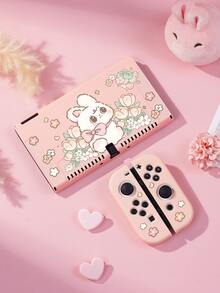 Accesorios de la consola de juegos Switch2 2025, 1 pieza Funda protectora para consola Switch2/Switch con diseño de conejo lindo y flor de tulipán, compatible con Switch2/Switch OLED/NS/Lite, cubiertas desmontables para agarre izquierdo y derecho, mejor regalo para jugadores de Switch - Multicolor - Ver 18
