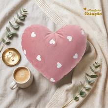 Decorative Pillow For Bedroom With Minimalist Romantic Heart Print And Filling - 桃紅白心 - 查看 2