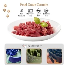 4pcs Ceramic Cat Feeding Bowl Set, Rabbit Pattern Ceramic Feeding Bowl, Multi-Piece Ceramic Cat Feeding Bowl, Wide Shallow Bowl Rim Whisker Friendly, Suitable For Multi-Cat Households, Suitable For Cats And Small Dogs, Microwave And Dishwasher - 1L - View 5