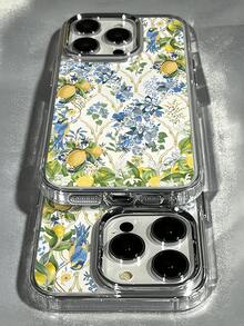 1 件装金属透明复古柠檬图案极简全包覆 TPU 防震手机壳，兼容 Apple 17、16、15、14、13、12、11 Pro Max、Air - 彩色 - 查看 2