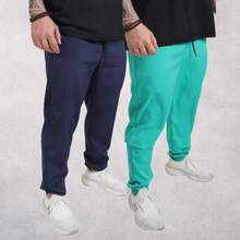 Men's Premium Tactel Pants 100% Polyester | Fitness, Running, Maximum Comfort - 海軍藍 + 水綠色 - View 1