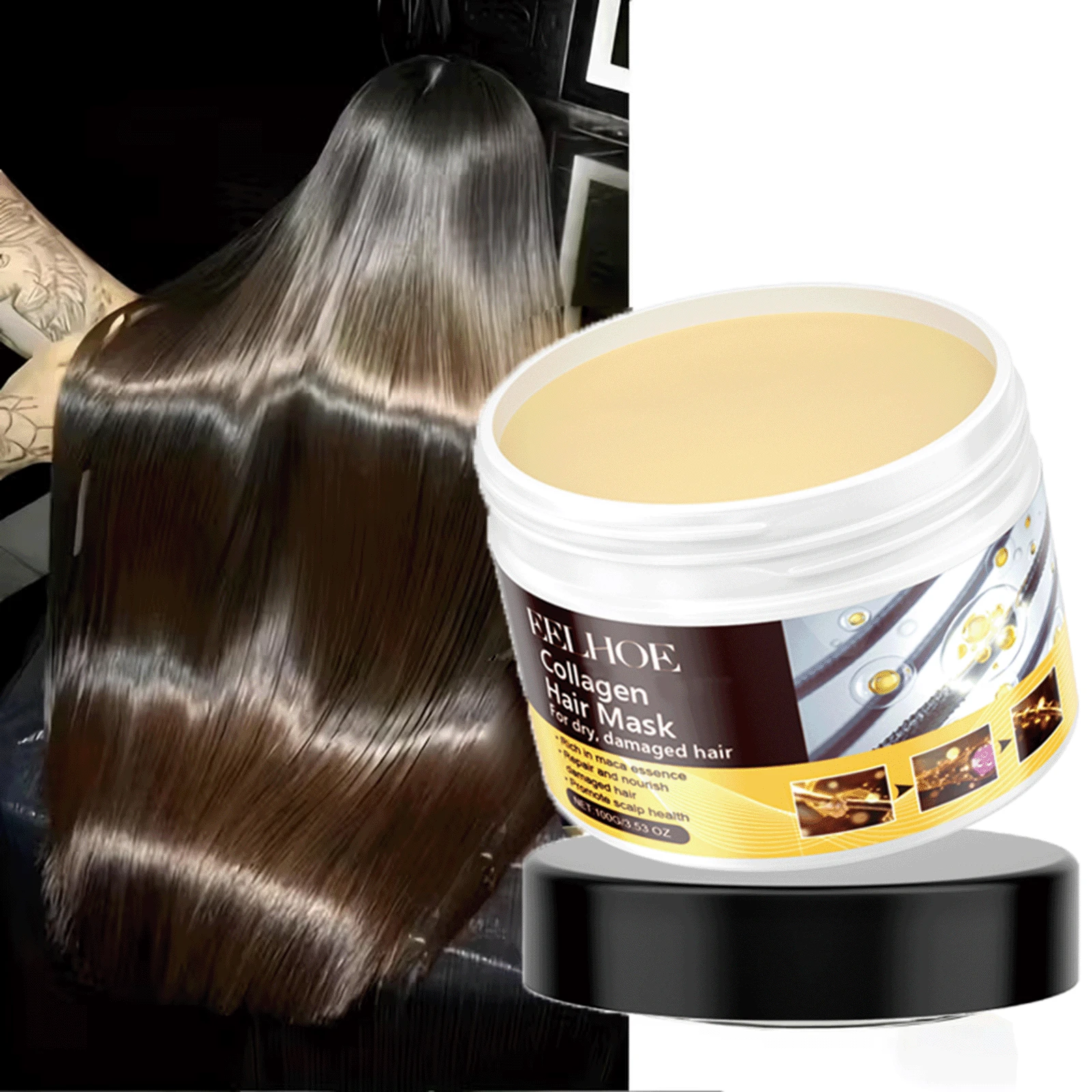 EELHOE Collagen Keratin Hair Mask Deeply Nourishes Dry And Damaged Hair, Contains Argan Oil And Keratin, Moisturizes Dry Hair, Prevents Breakage, Strengthens Hair, Prevents Split Ends, And Makes Hair Smoother,For Travel And School,Perfect Gift For Parents