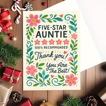 1pc Thank You Auntie Greeting Card - Floral Design Appreciation Card, Perfect For Family Celebrations, Mother's Day, Or Birthday Gift To Show Love And Gratitude, Heartfelt Message, Premium Cardstock, Highquality Print, Sentimental Keepsake, Mothers - Multicolor - View 4