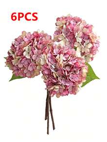 6/3/1 人造绣球花束，室内装饰，秋季装饰，仿真花卉，花园装饰，生日派对装饰，婚礼花篮，新娘捧花，家居装饰，餐厅，卧室，窗台装饰，花瓶装饰，情人节礼物，新年装饰，户外花园，返校季 - 中紫紅色 - 查看 8