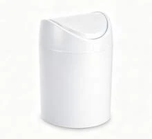 HOMYGO-1.4L Desktop Trash Can With Lid, Small Mini Waste Bin For Office, Home And Bathroom, 7 Colors - White - View 3