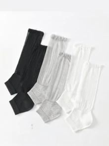 3 Pairs/1 Pair Ballet Style White Ruffle Mesh Ankle Leg Warmers, Breathable Sheer Lace Trim Mid-Calf Leg Warmers For Spring & Summer - Multicolor - View 12