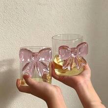1 chiếc cốc thủy tinh kiểu INS màu hồng với nơ lớn, cốc thủy tinh nơ 3D, cốc trà chiều, cà phê, nước ép, nước ngọt, nước khoáng, kem, sữa, quà tặng. - Nhiều màu - Xem 8