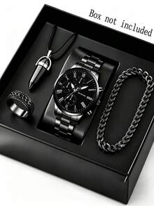 Business Style Quartz Watch Bullet Head Ornament 4-Piece Set, High-End Valentine's Day Gift For Boyfriend - Multicolor - View 12