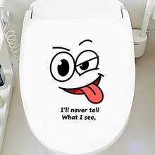 1/3pcs Cartoon Winking Tongue-Out Toilet Stickers, Humorous "I Never Say" Bathroom Stickers, Removable Funny Expression Toilet Seat Decor, Suitable For Home Bathroom - Simple Stickers - View 6