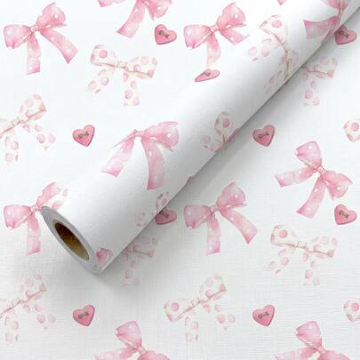 1 cuộn giấy dán tường chống thấm nước, khổ 44,5cm, họa tiết nơ màu nước dễ thương, có hai lựa chọn nơ xanh và nơ hồng, thích hợp cho việc tân trang nội thất, phòng trẻ em, ký túc xá, nhà trẻ và các không gian trang trí nhà cửa khác.