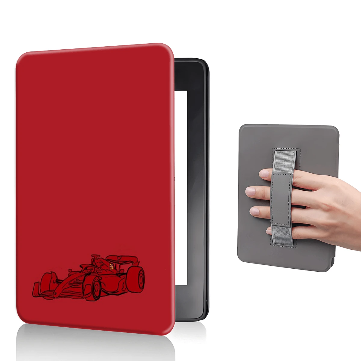 红色赛车图案保护套，适用于 7/6.8/6 英寸 Kindle Paperwhite（第 12/11/10/7/6/5 代 - 2024 年款），Kindle 电子阅读器 Colorsoft Signature Edition 配件，可爱简约的保护套，轻薄便携，适合作为礼物送给同事和朋友。 - 彩色 - 查看 1