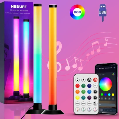 2 Stück RGB LED Lichtstreifen, Desktop Ambiente Beleuchtung, 3 Steuermodi, Musiksynchronisation, individuelle Modi, Timer-Funktion, geeignet für Wohnzimmer, Schlafzimmer, Gaming-Zimmer, tolles Geschenk