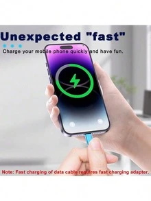 3条装 USB-A 转 USB-C 快速充电数据线 [1米/2米/3米] 尼龙编织 Type-C 同步线。兼容三星 Galaxy A14 5G/A13/A54/A53/A23/A24/A03s/S23/S22 Ultra/S21/S20；也兼容 16/15 系列和各种安卓智能手机。适用于 Type-C 充电器。 - 彩色 - 查看 7