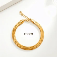 1 件 14K 镀金人字纹手链 简约男女通用刀锋链饰品 - 刀片鏈 - 查看 6