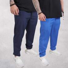 Calça Tactel Masculina Fitness Casual | Secagem Rápida, Flexível e Moderna - AZUL MARINHO + AZUL ROYAL - Visão 2