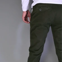 Stretch Gabardine Skinny Pants For Men John Silver - 軍綠色 - 查看 5