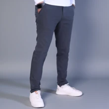 Stretch Gabardine Skinny Pants For Men John Silver - Dark Grey - View 3