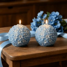 压纹樱花蜡烛模具 3D花球硅胶蜡烛模具，花球模具，适用于DIY蜡烛制作、肥皂、树脂和蜡熔化，可重复使用不粘工艺模具 - A-白色 - 查看 10