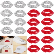 20 piezas Parches con labios rojos y strass plateados - Parches para planchar, Parches con flores, Pegatinas de estrellas, Suministros de costura para bodas, Decorar fundas de teléfono, zapatillas, sombreros, chaquetas vaqueras, Regalo del Día de la Madre, Regalo del Día de San Valentín, Estilo audaz - Versión con diamantes de imitación - Ver 13