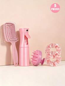5 PIEZAS Juego de peines para el cabello de estilo casual, (6.8 Oz/200 Ml) Botella de spray de niebla continua, Peine suave, Diseño hueco, Cerdas de nailon, Mango de plástico ABS adecuado para diseño de peinados y uso por estilistas - Multicolor - Ver 7