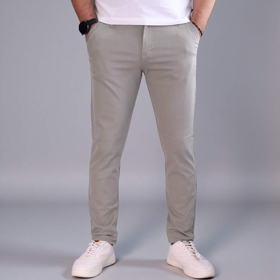 Pantalón Skinny de Gabardina Stretch para Hombre John Silver - Gris Claro - Ver 1