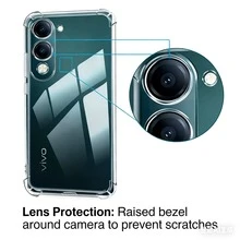 Ốp lưng điện thoại trong suốt chống rơi vỡ, tương thích với các dòng máy V50, V50 Lite, V50e, V40, V40 Pro, V29, V29 Pro, V27, V27 Pro, Y19s 4G, Y39, Y04, Y29s, Y36, Y78, Y76 5G, Y03 4G, Y18 4G, Y01, Y20, Y20i, Y12s, Y18, Y18e, Y28s, V40 LITE 5G phiên bản quốc tế, Y33s 5G (Trung Quốc). Bảo vệ ống kính, chống sốc, chống trầy xước. Tránh va đập hàng ngày, bảo vệ mặt sau và khung điện thoại. Chất liệu TPU mềm. - Trong sáng - Xem 7